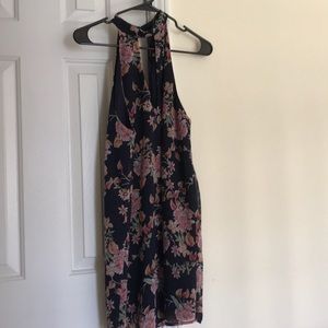 Forever21 Navy Floral Keyhole Dress